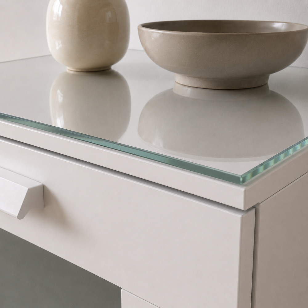 Glasplatte für IKEA BRIMNES Kommoden 39 x 46 cm Klarglas Detailansicht