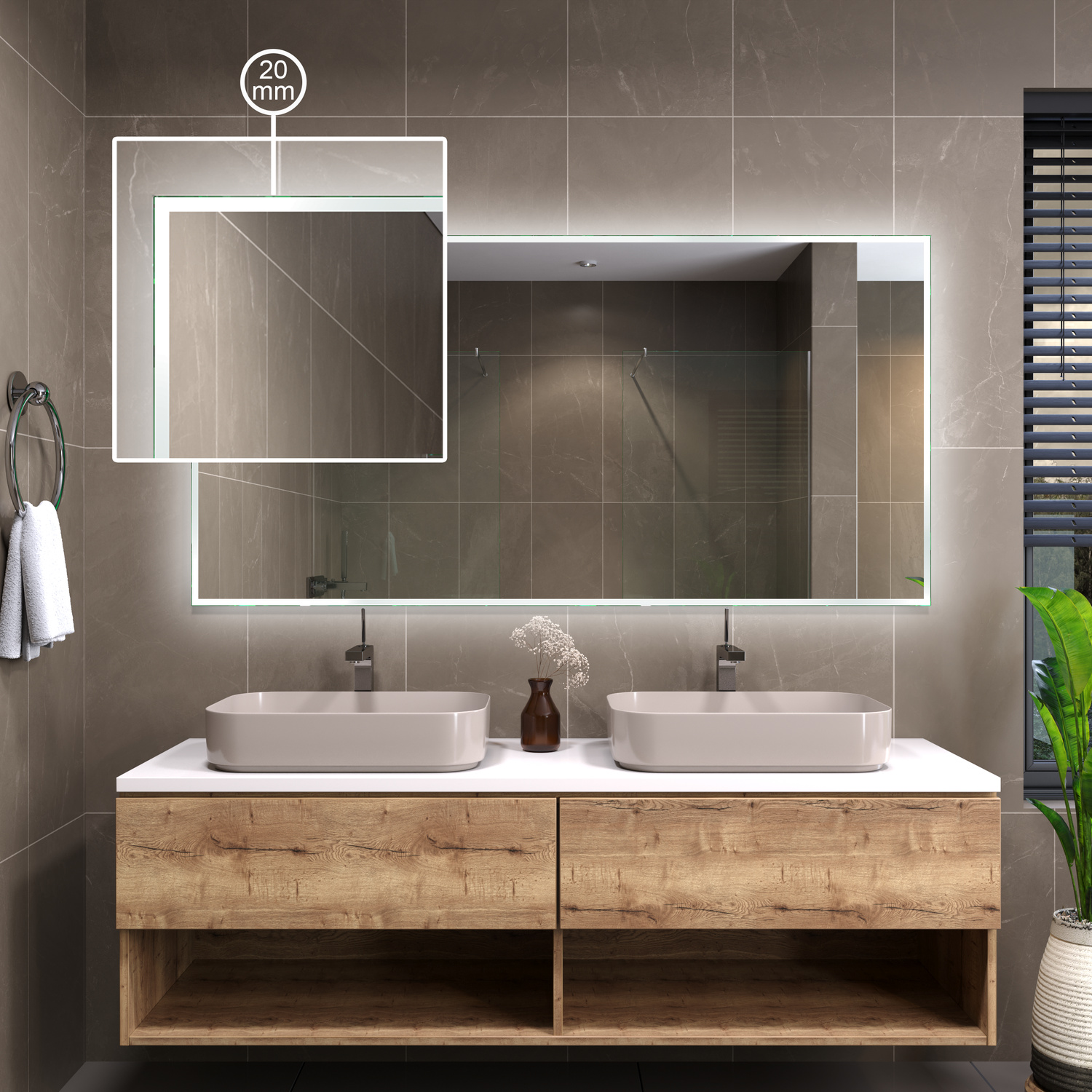 LED-Badspiegel Sete 20 nach Maß