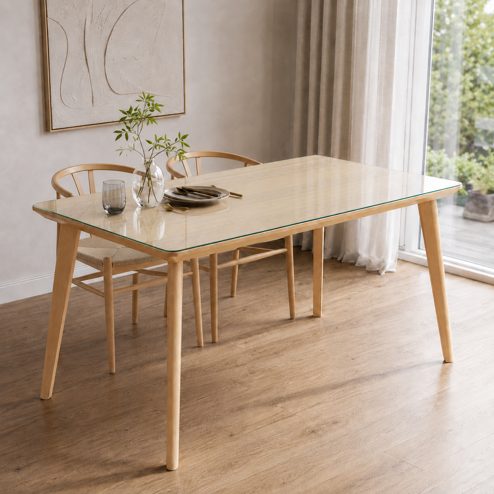 Glasplatte für IKEA LISABO Esstische 140 x 78 cm Klarglas Ansicht
