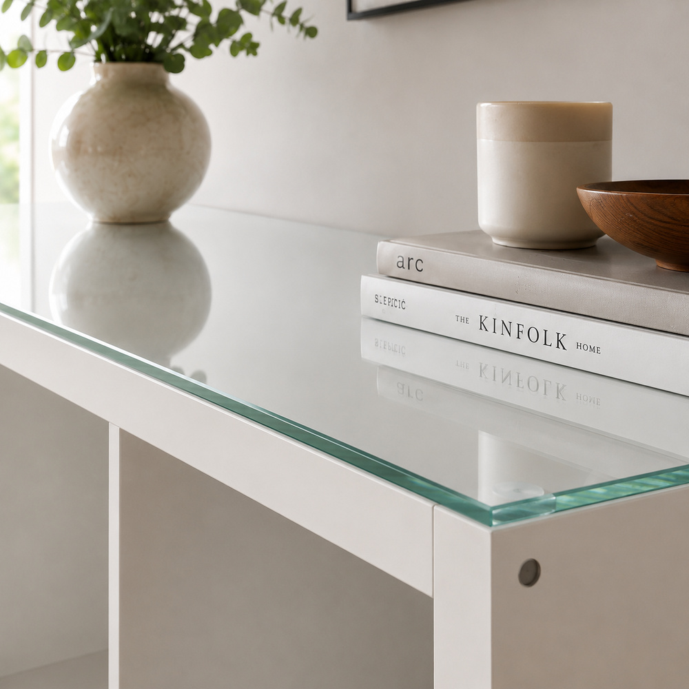 Glasplatte für IKEA KALLAX Regal 147 x 39 cm Klarglas Detailansicht