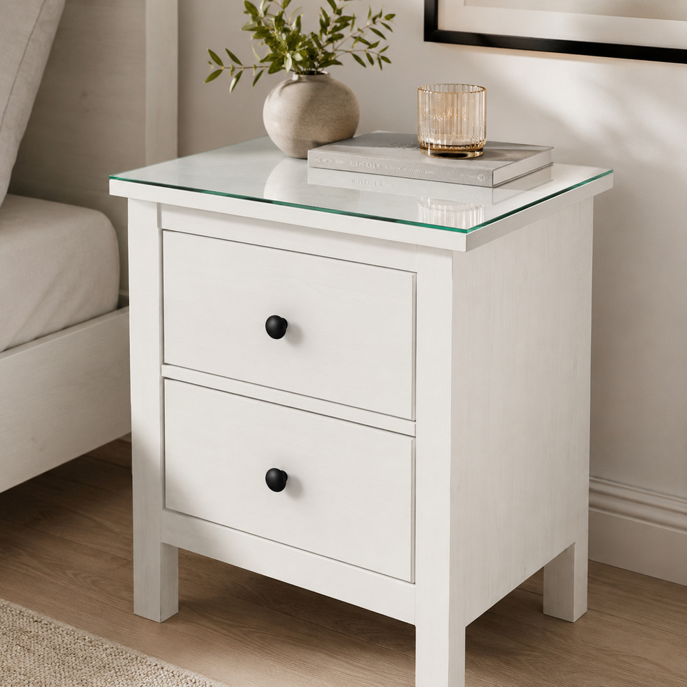 Glasplatte für IKEA HEMNES Nachttische 54 x 38 cm Klarglas Ansicht