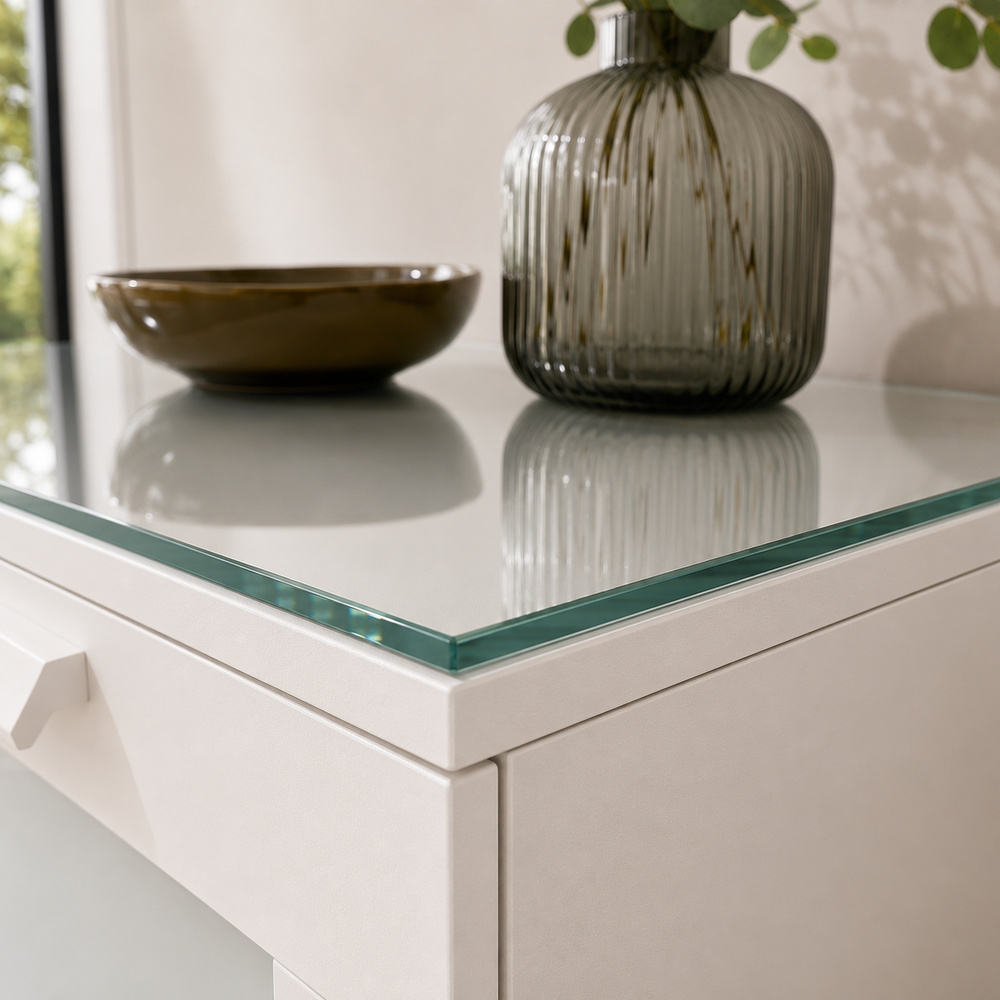 Glasplatte für IKEA BRIMNES Kommoden 78 x 46 cm Klarglas Detailansicht