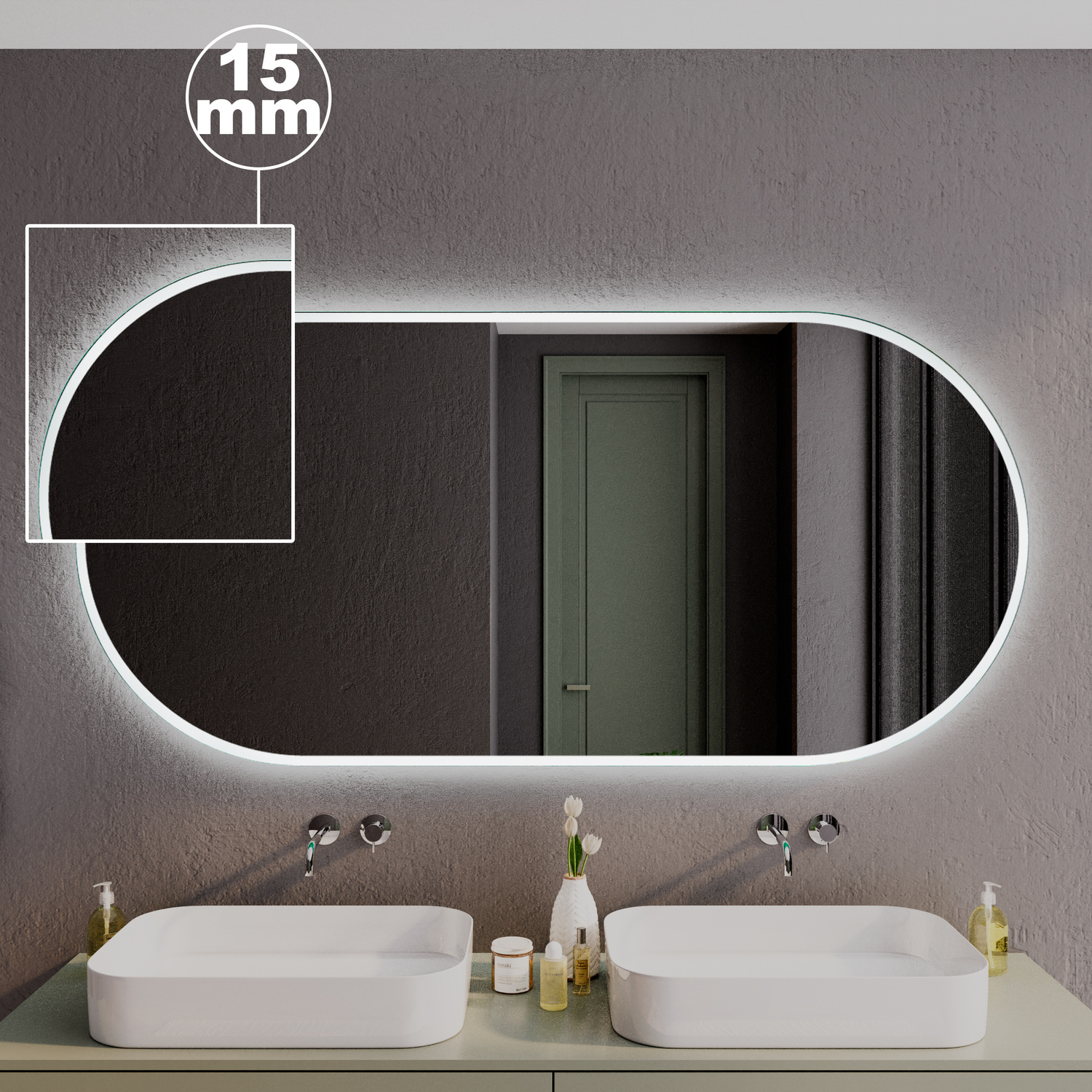 LED Badspiegel SETE OV15