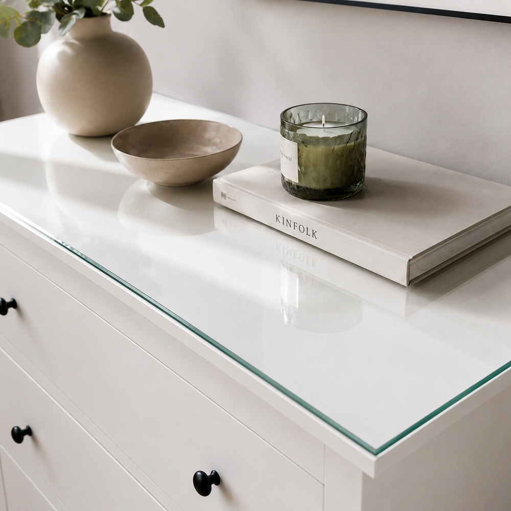 Glasplatte für IKEA HEMNES Kommoden 108 x 50 cm Klarglas Ansicht