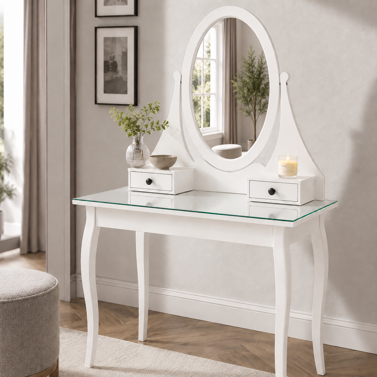 Elegante Glasauflage für IKEA HEMNES Schminktische für eine geschützte und pflegeleichte Oberfläche