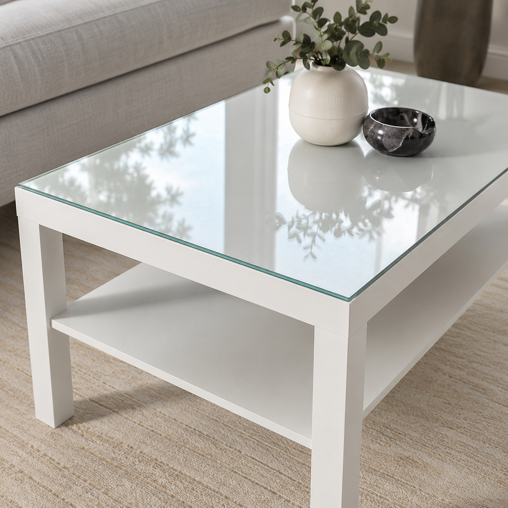 Glasplatte für IKEA LACK Couchtische 90 x 55 cm Klarglas Ansicht