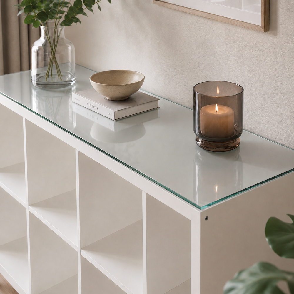 Glasplatte für IKEA KALLAX Regal 147 x 39 cm Klarglas Ansicht