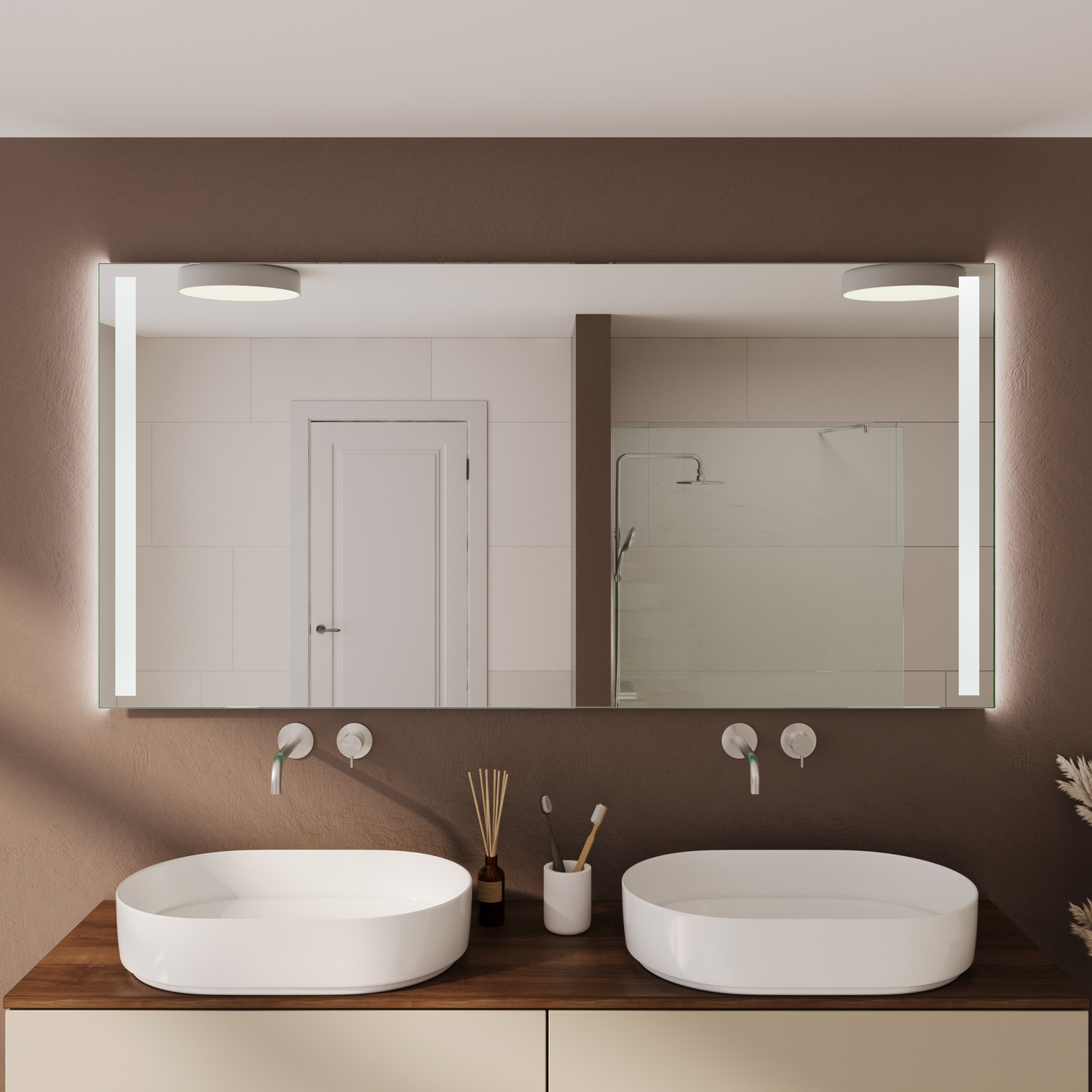 Badspiegel Modell Paris aus Nahaufnahme, Produktaufnahme in 1500 × 1500 Pixel.