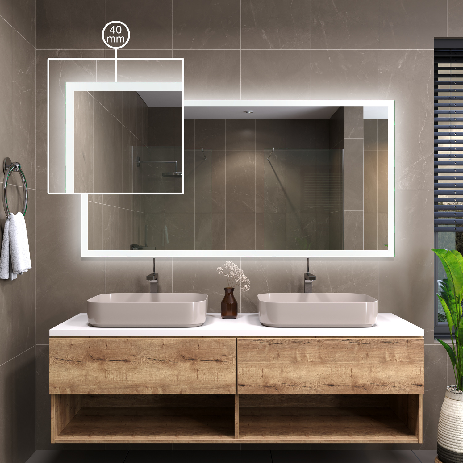 LED-Badspiegel Sete 40 nach Maß