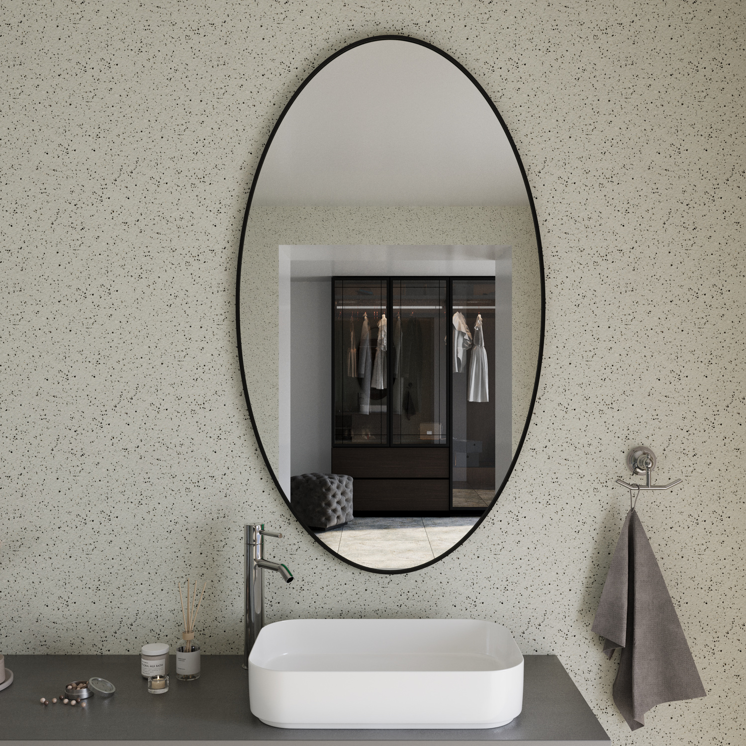 Spiegel ohne Beleuchtung mit Rahmen Ellypse