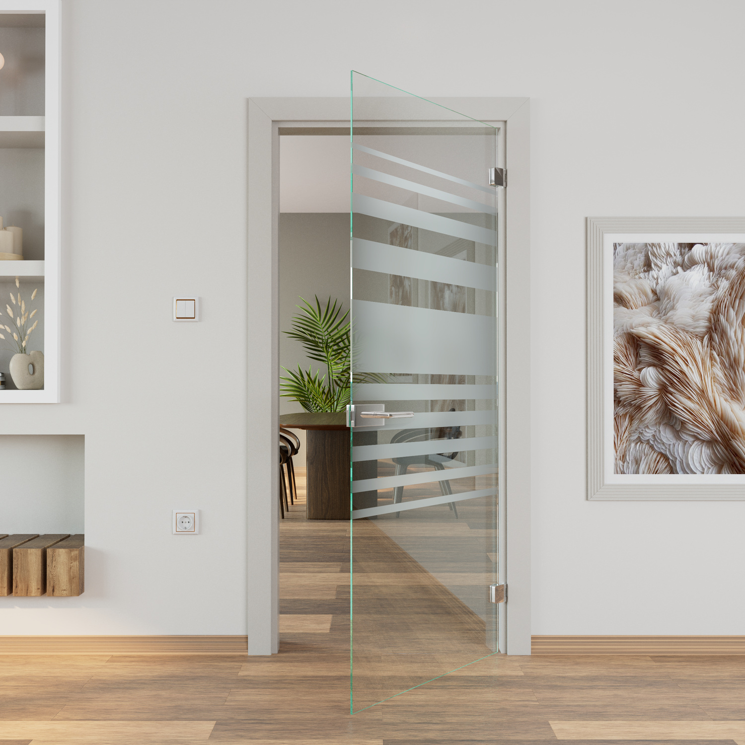 Badspiegel Calido mit geöffneter Spiegelfront – integrierter Stauraum und modernes LED-Design für funktionale Eleganz im Bad.