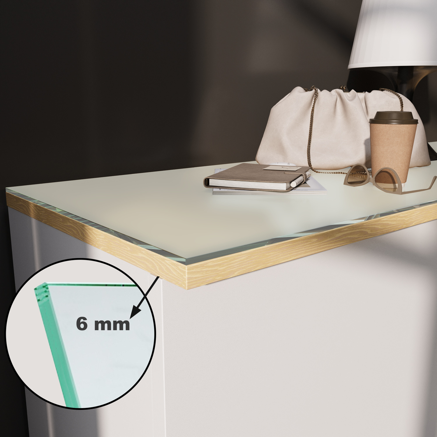 Tisch-Auflageplatte Satineo aus Floatglas 6mm