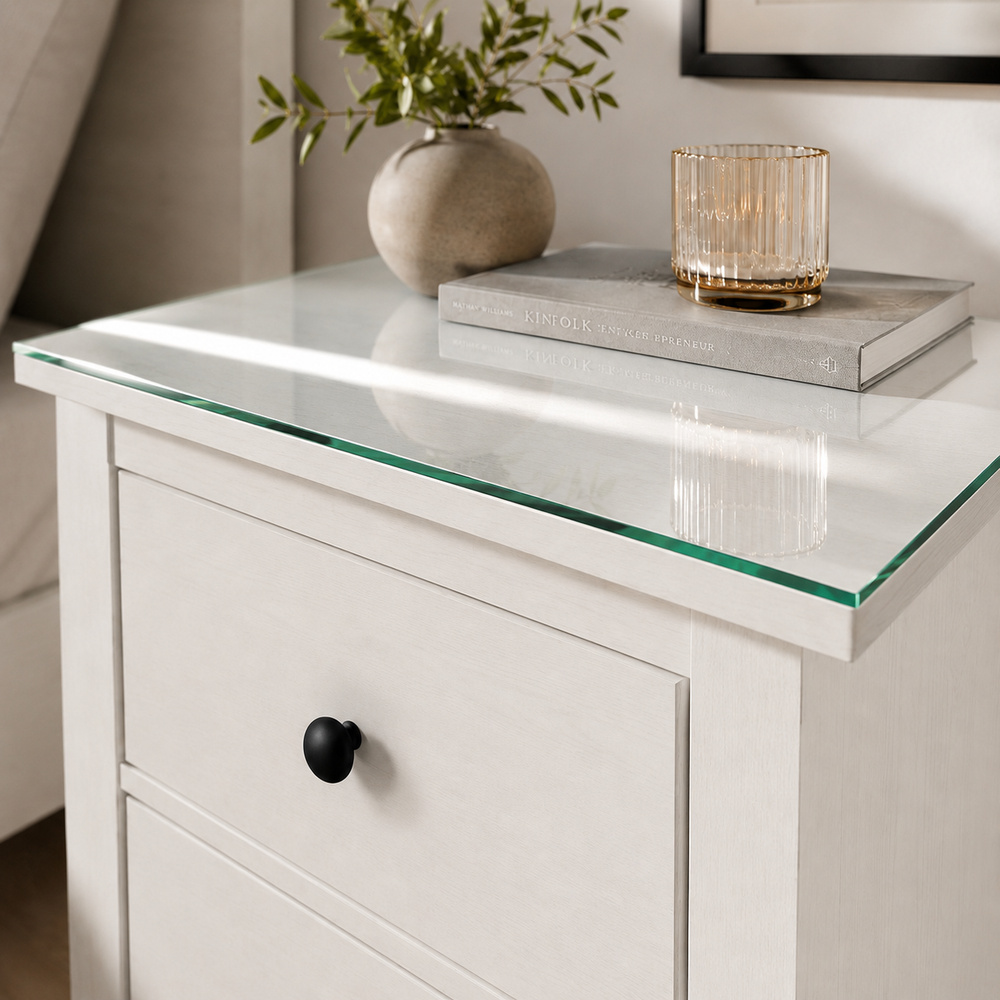 Glasplatte für IKEA HEMNES Nachttische 54 x 38 cm Klarglas Ansicht