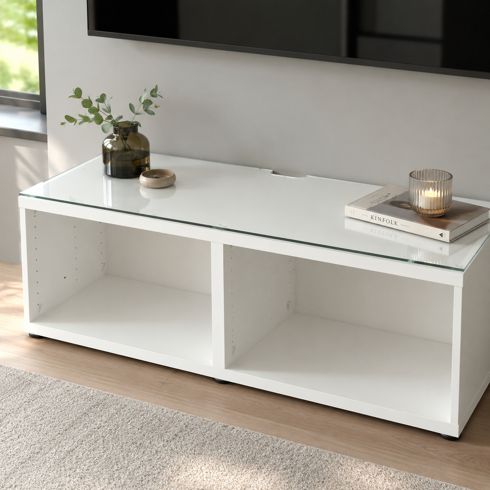 Glasplatte für IKEA BESTÅ TV-Möbel 120 x 40 cm Klarglas Ansicht