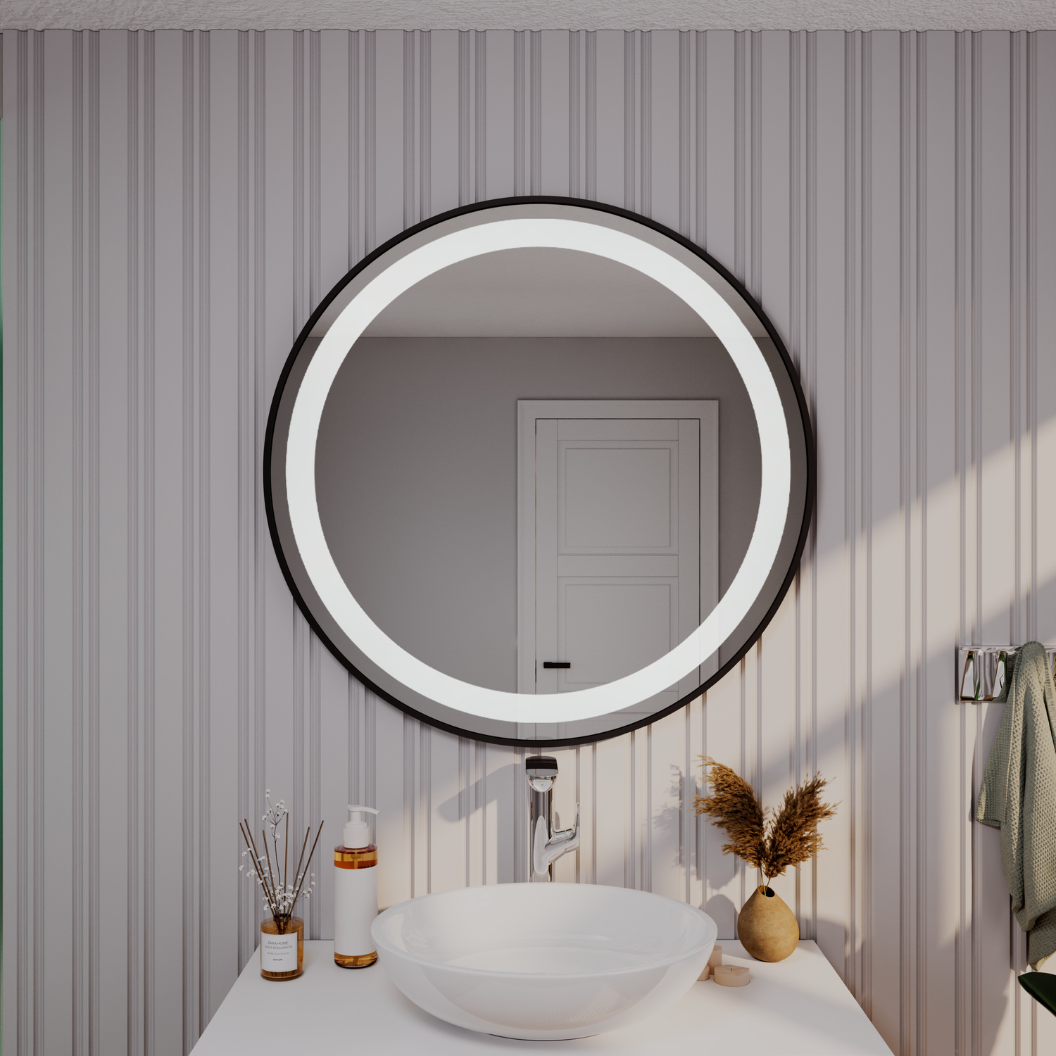 Badspiegel mit Rahmen und LED Beleuchtung Azor