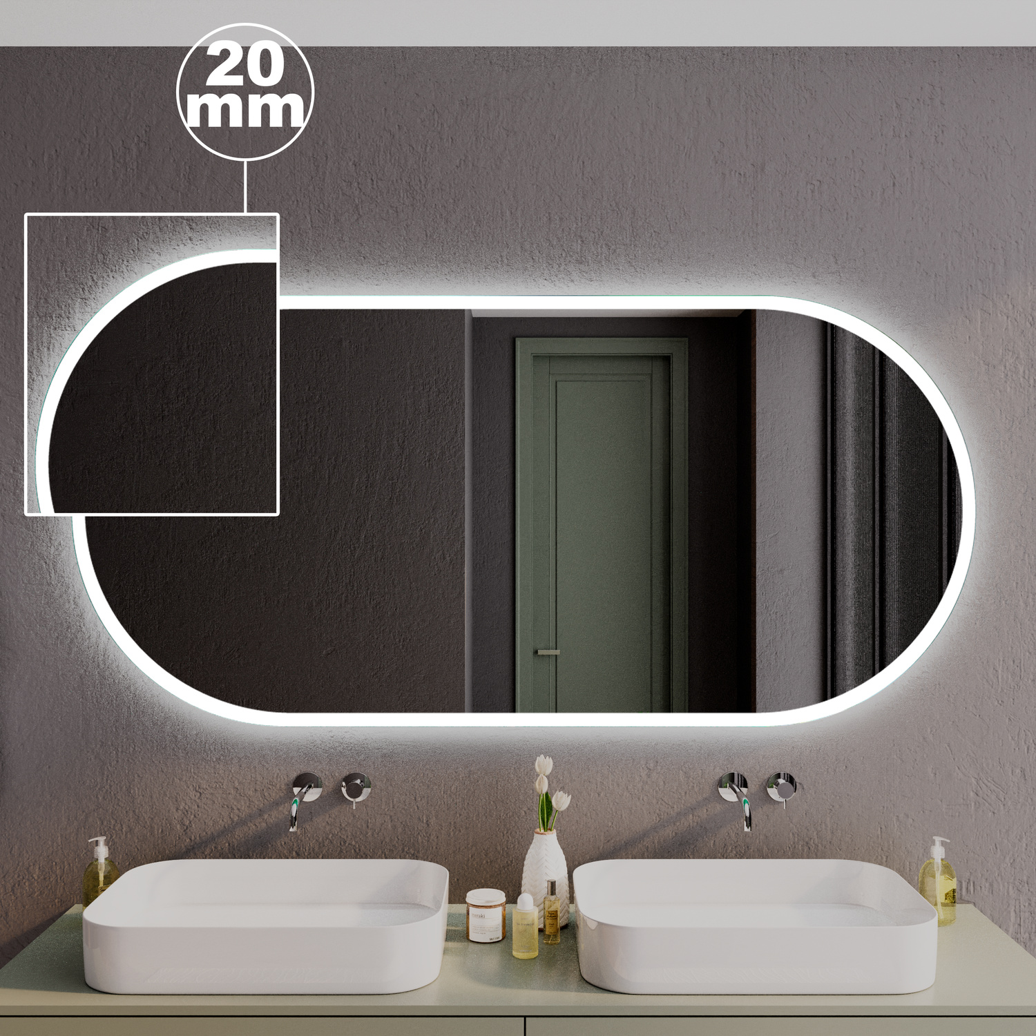 LED Badspiegel SETE OV20