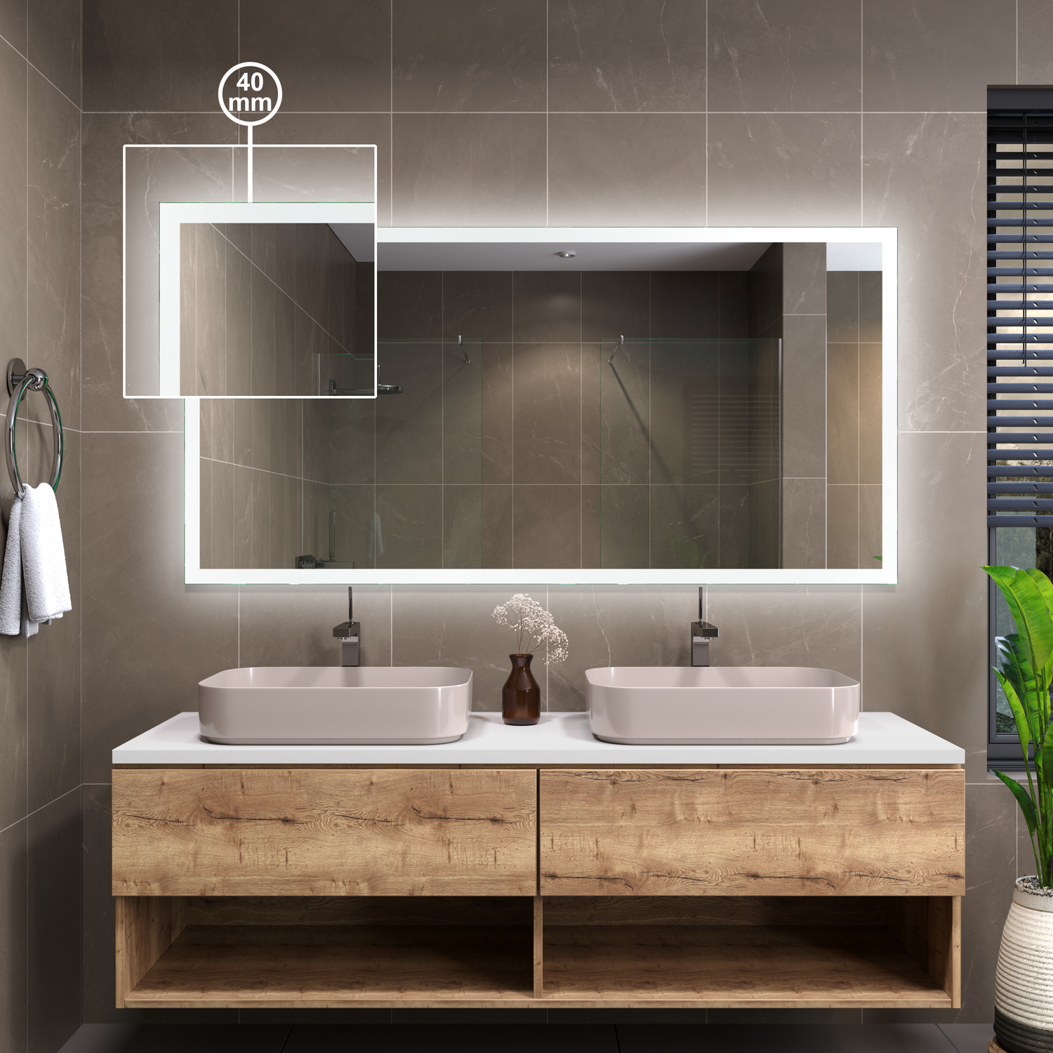 LED-Badspiegel Sete 40 nach Maß