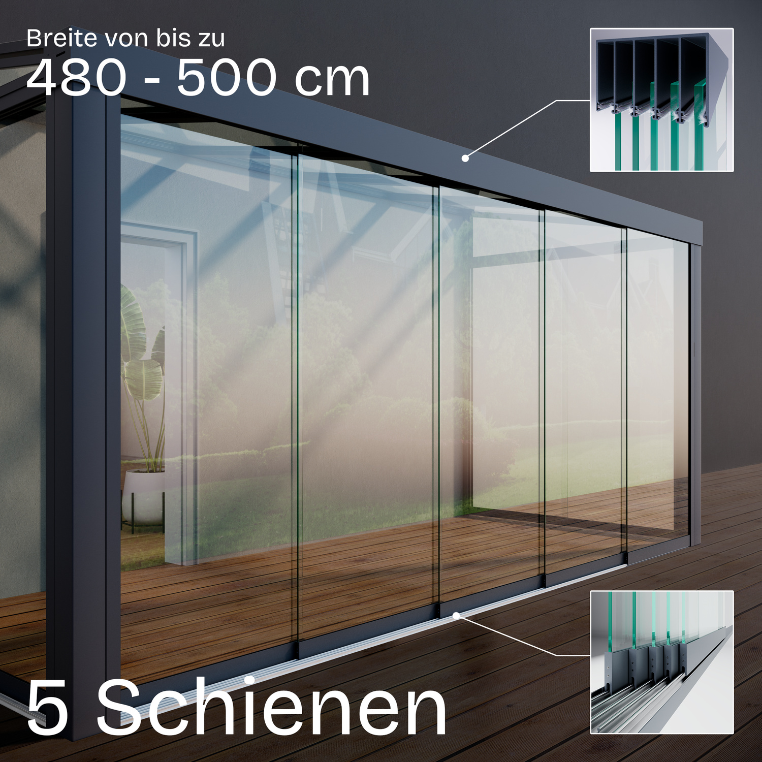 Breite von 480 cm bis zu 500 cm