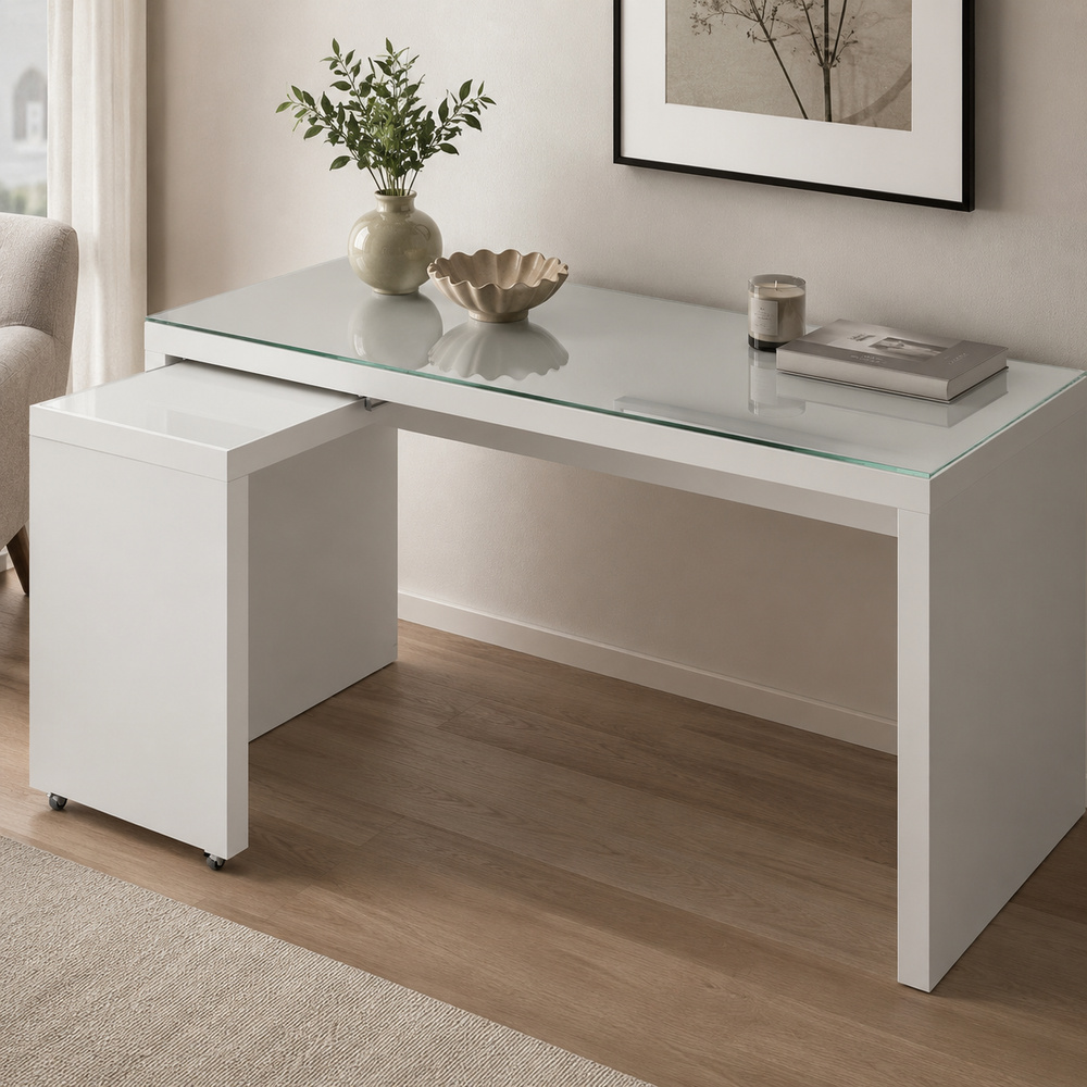 Glasplatte für IKEA MALM Schreibtische 151 x 65 cm Klarglas Ansicht