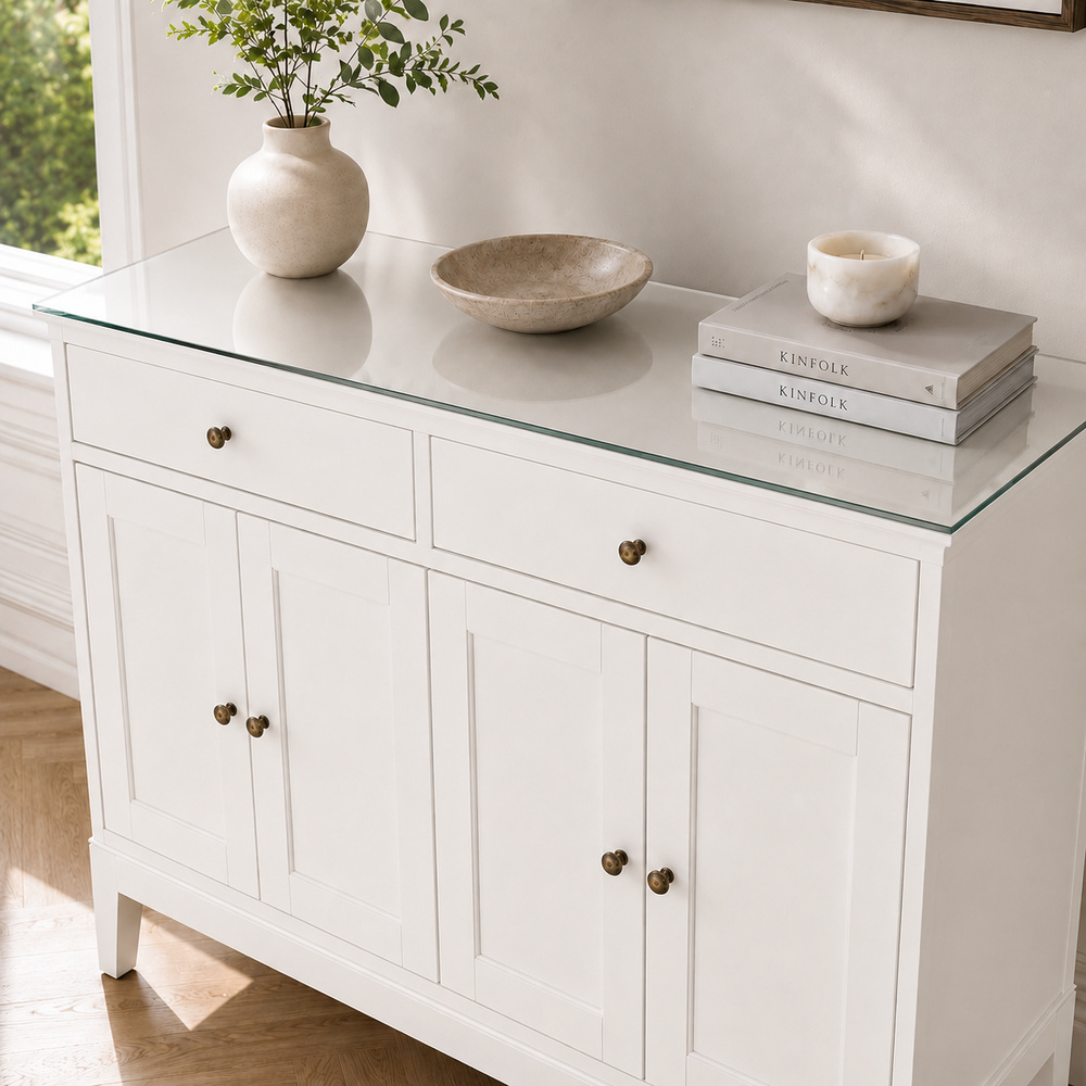 Glasplatte für IKEA IDANÄS Kommoden 124 x 50 cm Klarglas Ansicht