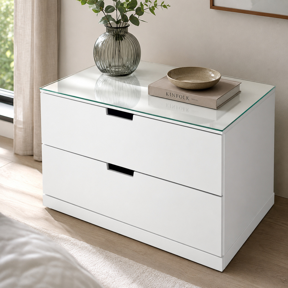 Glasplatte für IKEA NORDLI Kommoden 80 x 47 cm Klarglas Ansicht