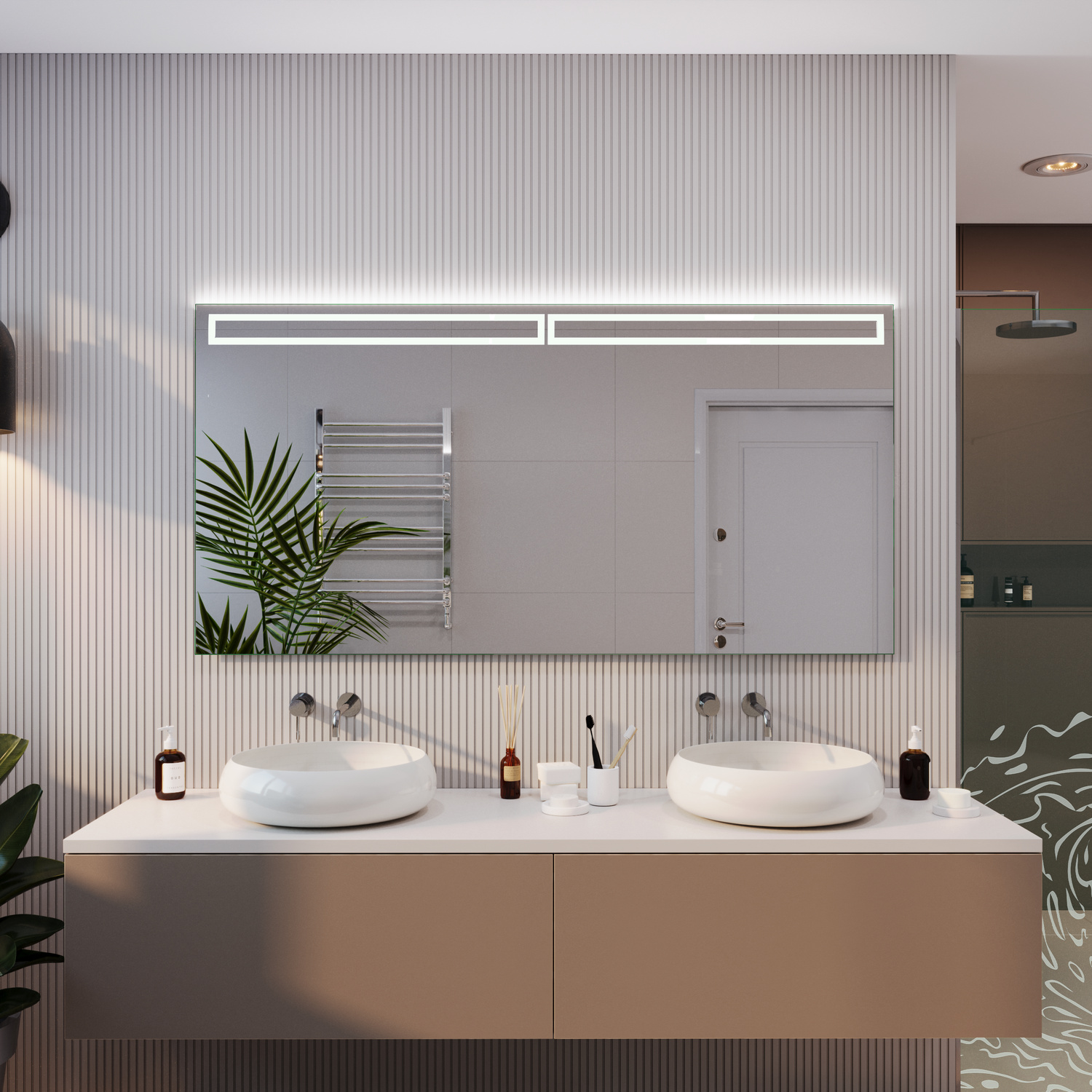 LED-Badspiegel Roubay nach Maß