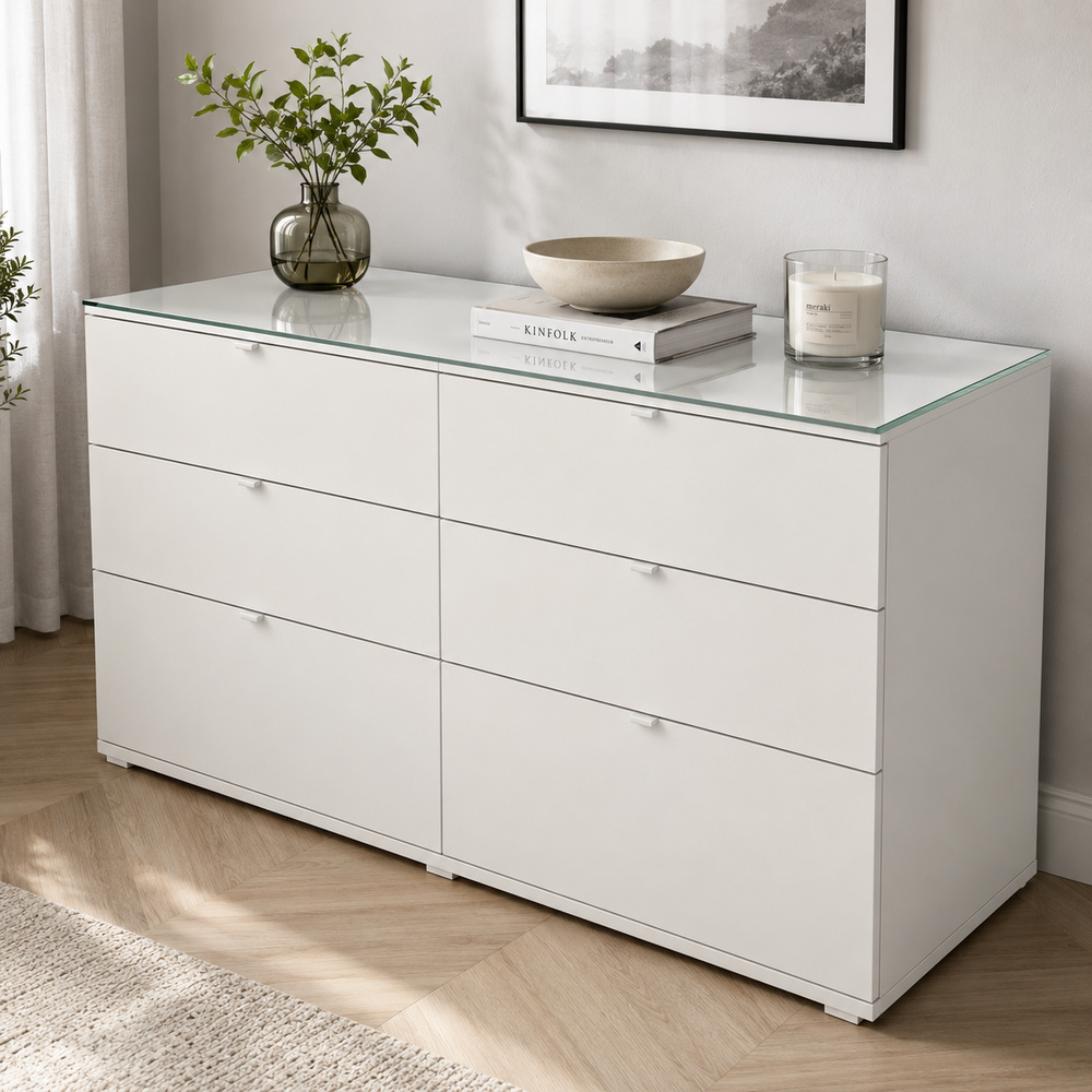 Glasplatte für IKEA VIHALS Kommoden 140 x 47 cm Klarglas Ansicht