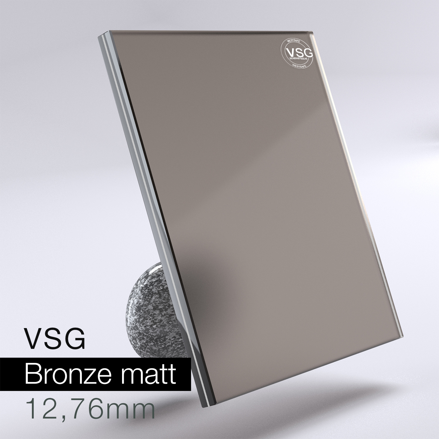 VSG aus Floatglas - Bronze matt 12,76 mm