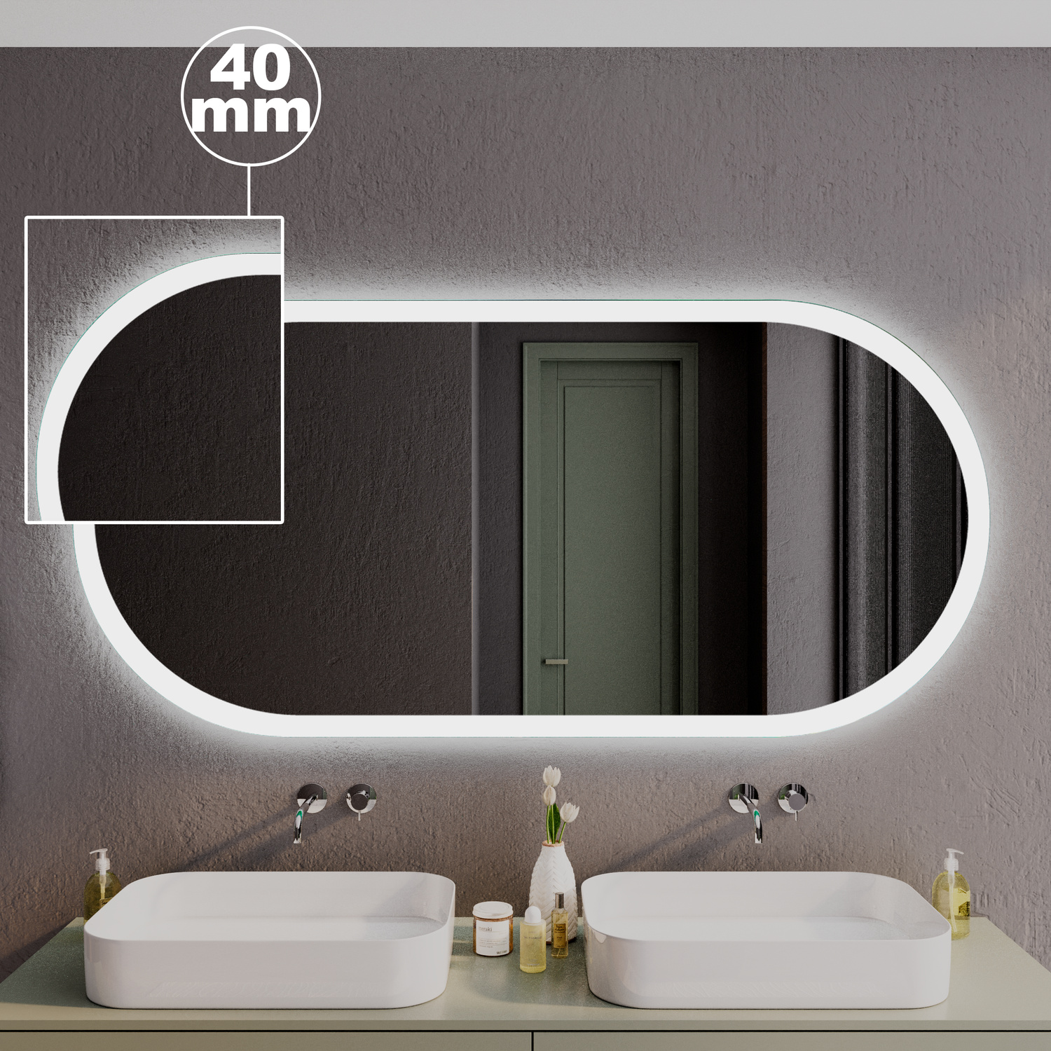 LED Badspiegel SETE OV40