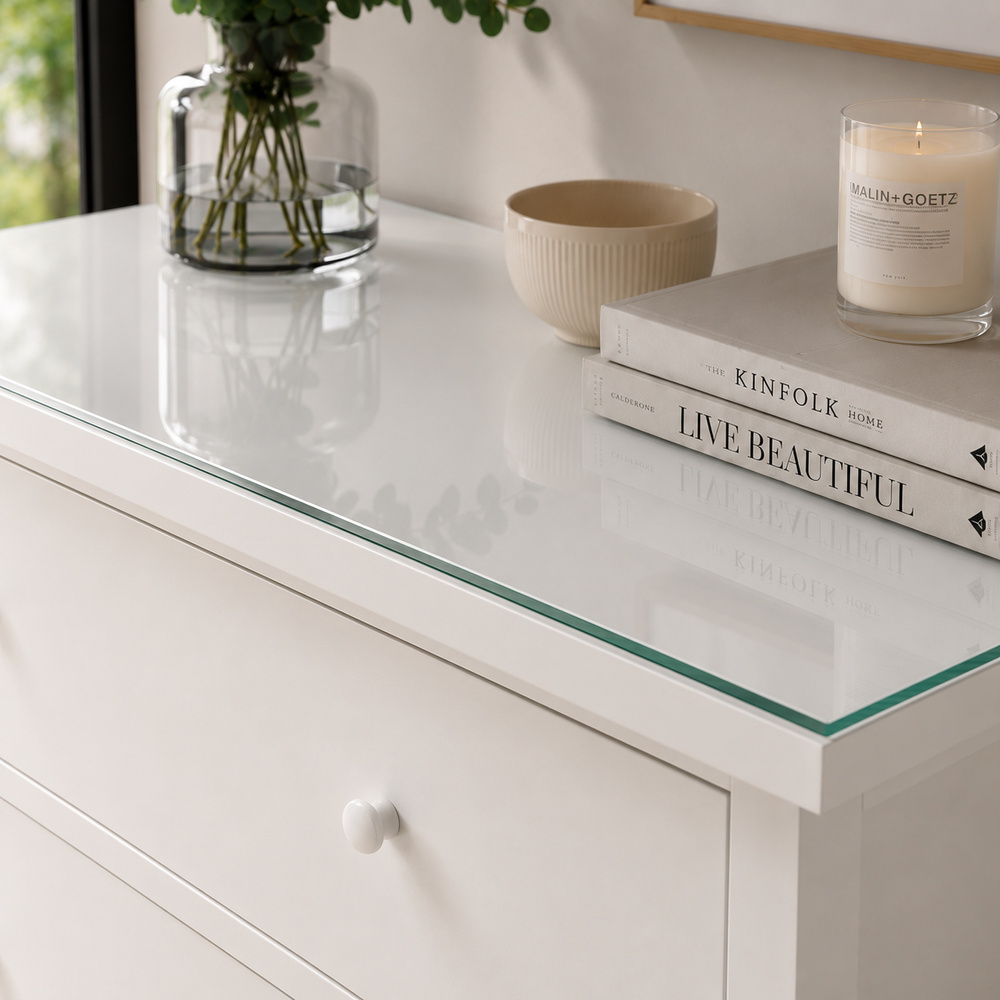 Glasplatte für IKEA GULLABERG Kommoden 89 x 48 cm Klarglas Detailansicht