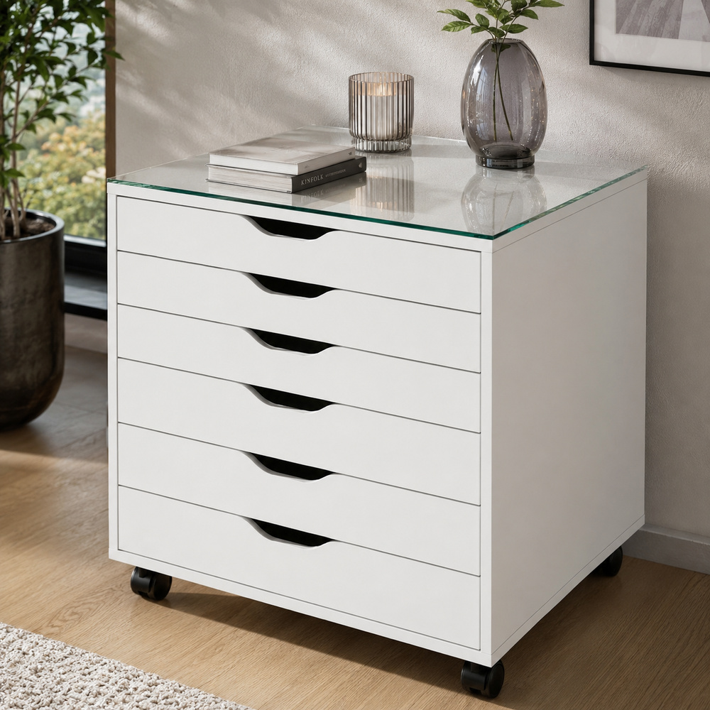 Glasplatte für IKEA ALEX Bürocontainer 67 x 48 cm Klarglas Ansicht