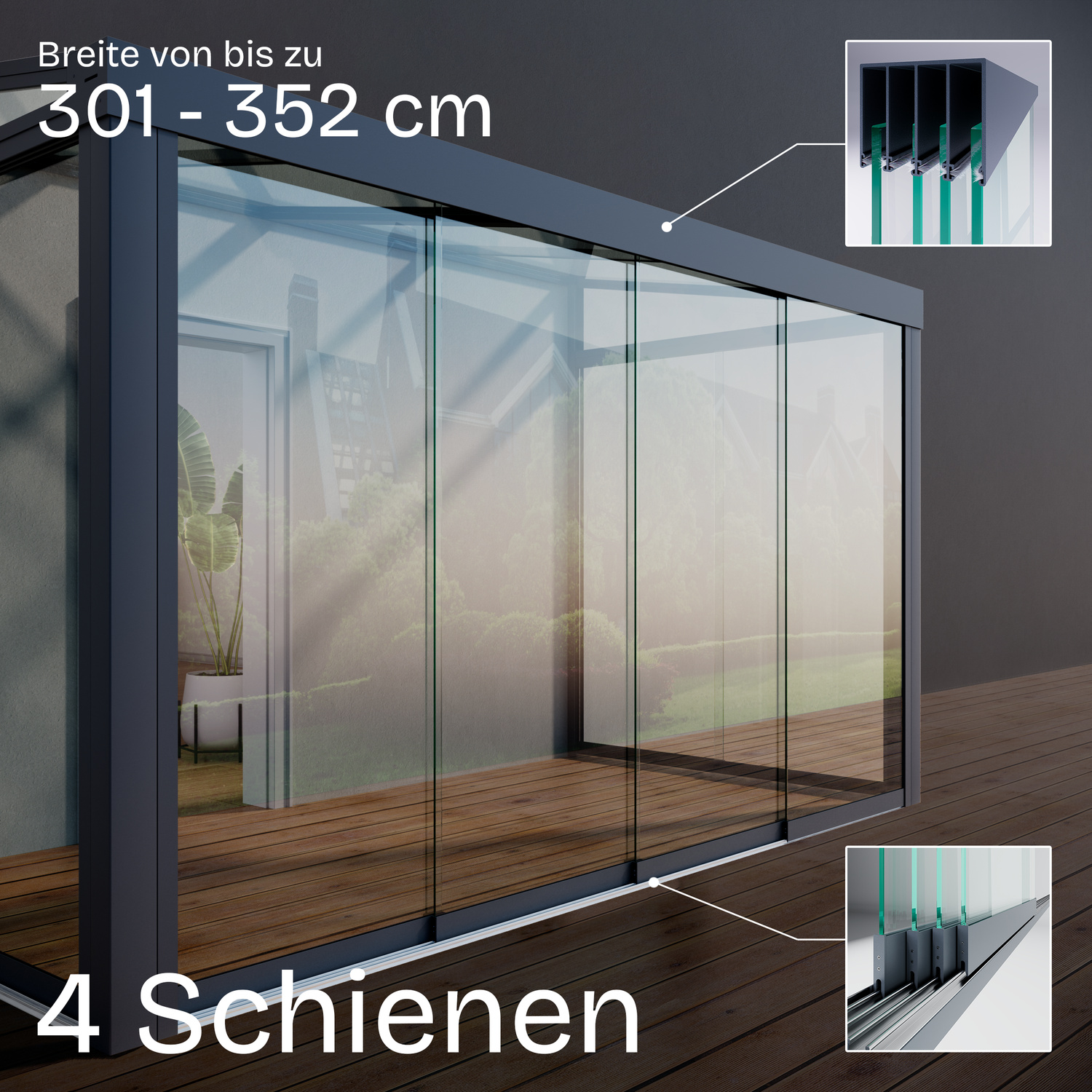 Breite von 301 cm bis zu 352 cm