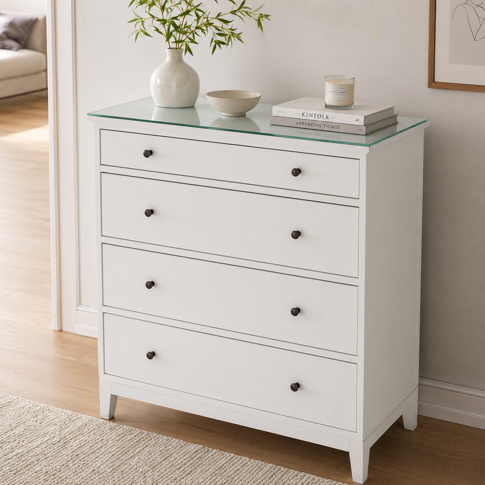 Glasplatte für IKEA IDANÄS Kommoden 104 x 50 cm Klarglas Ansicht