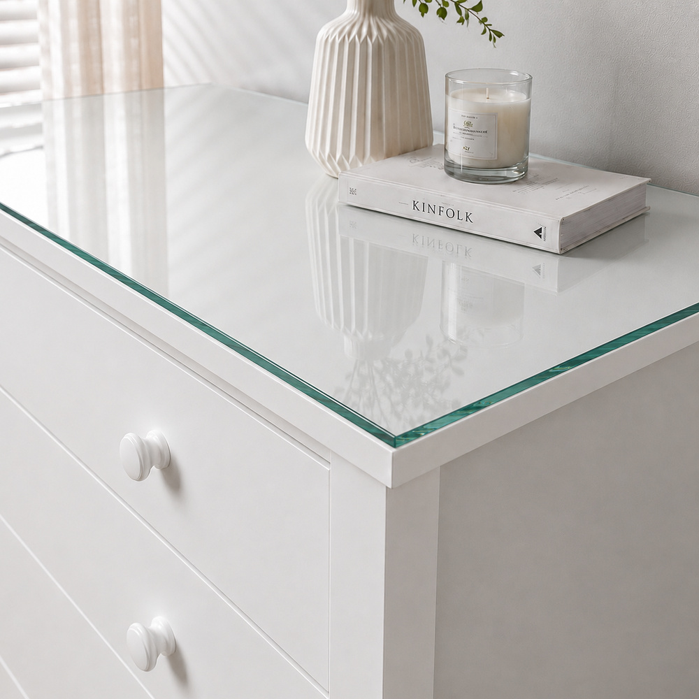 Glasplatte für IKEA KILBERGET Kommoden 76 x 41 cm Klarglas Detailansicht