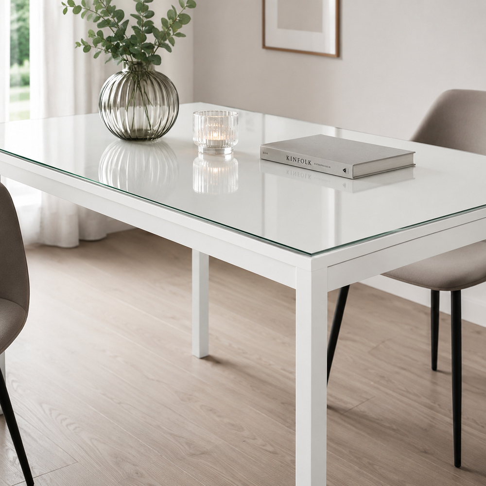 Glasplatte für IKEA MELLTORP Esstische 125 x 75 cm Klarglas Ansicht