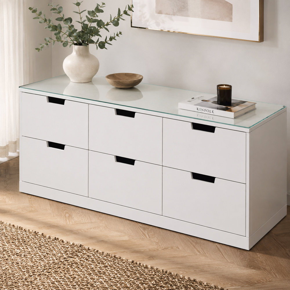 Glasplatte für IKEA NORDLI Kommoden 120 x 47 cm Klarglas Ansicht