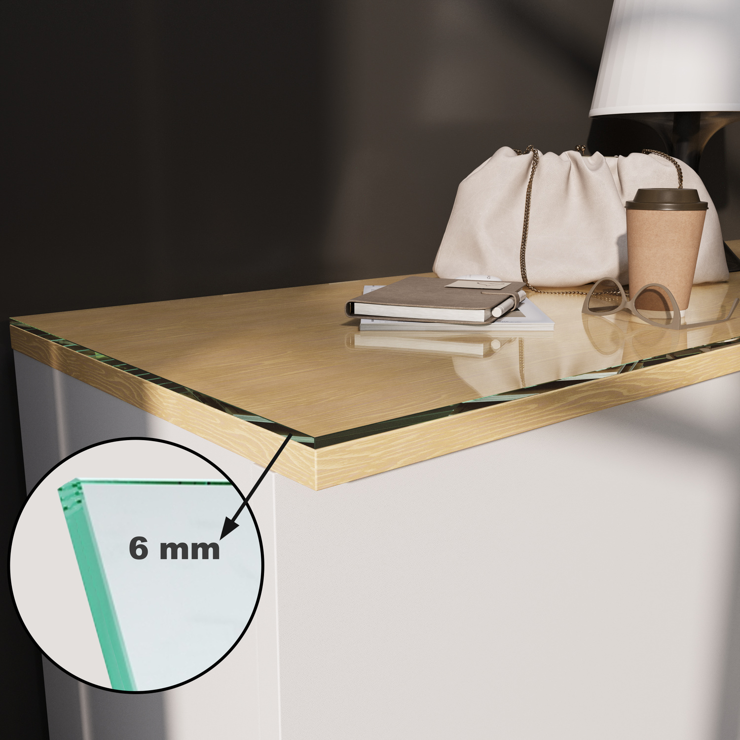 Tisch-Auflageplatte aus Floatglas 6mm