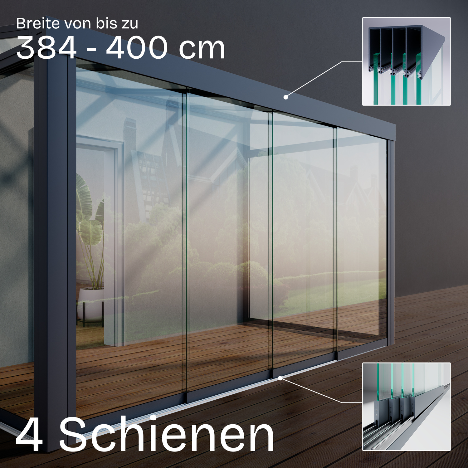 Breite von 384 cm bis zu 400 cm