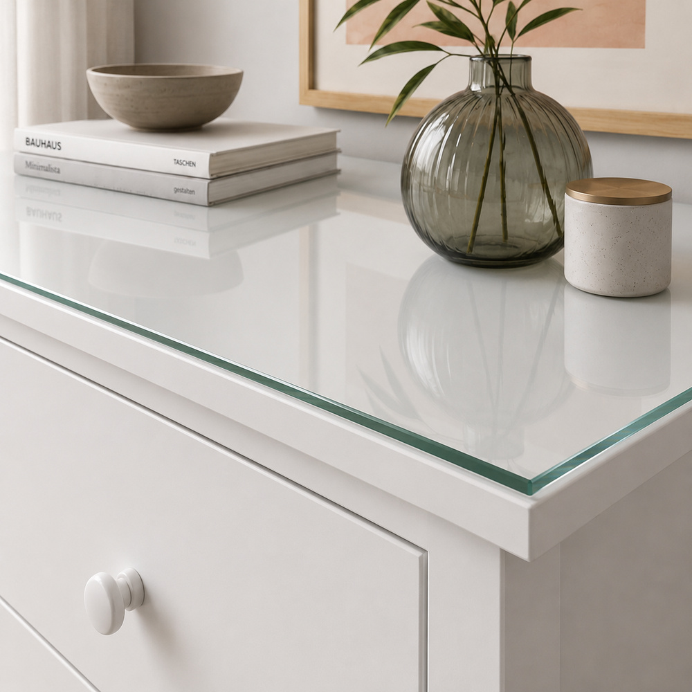 Glasplatte für IKEA KILBERGET Kommoden 86 x 41 cm Klarglas Detailansicht