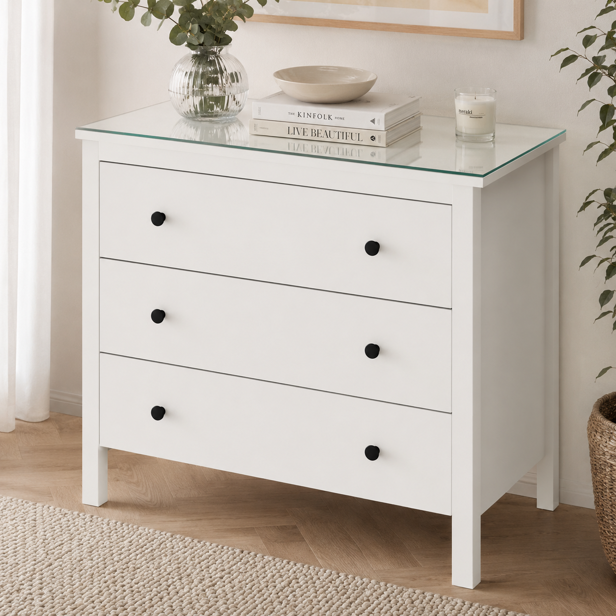 Maßgefertigte Glasauflage für IKEA KOPPANG Kommoden für eine elegante Möbeloberfläche