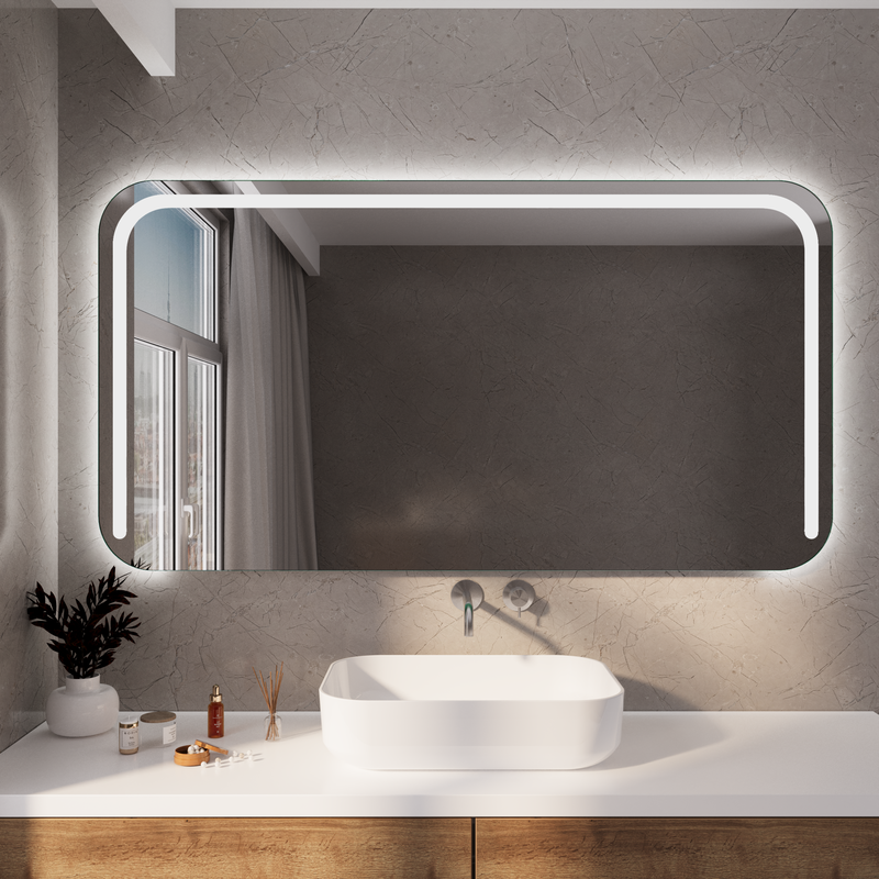 Badspiegel mit runden Ecken