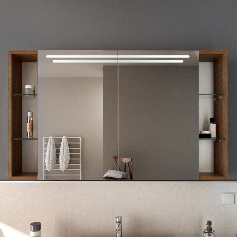 Spiegelschrank beleuchtet mit Fächern